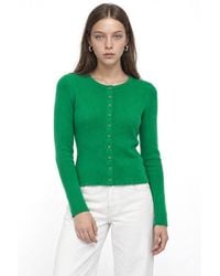 MixRay - Buttoned Slim Fit Ribbed Knit Cardigan - Lyst