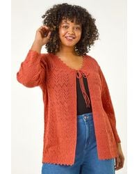 Roman - Curve Crochet Tie Front Cardigan - Lyst