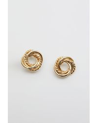 Mood - Gold Polished Rope Twist Oversized Knot Stud Earrings - Lyst
