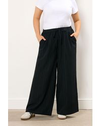 Yours - Crinkle Wide Leg Trousers - Lyst