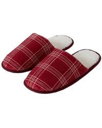 Smart Living - Printed Check Fleece Mule Slippers Warm Indoor Slip-On - Lyst