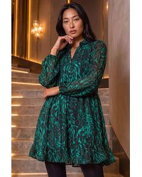 Roman - Petite Animal Print Frill Hem Dress - Lyst