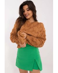 Love Lace - Textured Weave Round Neck Casual Sweater - Lyst