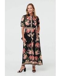 Izabel London - Floral 1/2 Sleeve Tie Waist Maxi Dress - Lyst