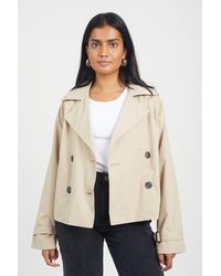 Brave Soul - 'brandy' Double Breasted Cropped Trench Coat - Lyst