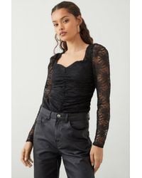 Dorothy Perkins - Petite Sweetheart Lace Ruched Top - Lyst