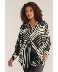 Evans - Collared Abstract Linear Print Blouse - Lyst