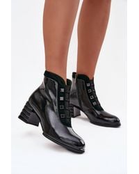 Love Lace - Winter Round Toe Patent Lined Heeled Boots - Lyst