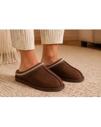 LARANGE - Cozy Faux Fur Lined Slip-On Mule Slippers - Lyst