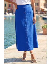 Roman - Linen Button Pencil Midi Skirt - Lyst