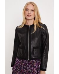 Oasis - Real Leather Suede Tipped 4 Pocket Jacket - Lyst