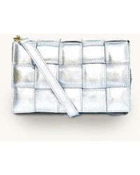 Apatchy London - Padded Woven Leather Crossbody Bag With Silver Plain Strap - Lyst