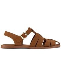 Clarks - Nori Bay Tan Suede Flat Sandals - Lyst