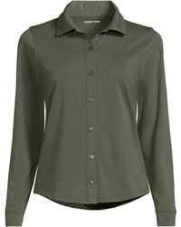 Lands' End - Long Sleeve Supima Cotton Buttonfront Top - Lyst