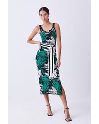 Karen Millen - Palm Jacquard Knit Midi Dress - Lyst