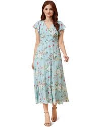 Adrianna Papell - Floral Print Tie Back Dress - Lyst