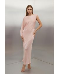 Karen Millen - Tall Viscose Blend Sheer Panelled Slinky Knit Midaxi Dress - Lyst