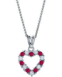 Jewelco London - Sterling Silver Red Cz Eternity Love Heart Necklace 16>18 Inch - Re42154rb - Lyst