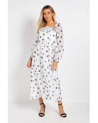 Dorothy Perkins - Dp Luxe Flower Detail Square Neck Printed Organza Midi Dress - Lyst