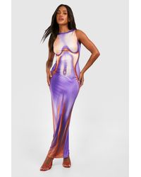 Boohoo - Body Print Slinky Sleeveless Maxi Dress - Lyst