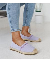 Love Lace - Summer Espadrille Flats Slip On With Zircon Detail Rubber Sole - Lyst