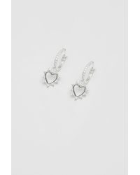 Simply Silver - Sterling Silver 925 Cubic Zirconia Open Heart Earrings - Lyst