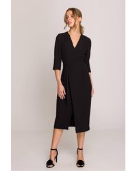 Love Lace - Wrap 3/4 Sleeve Bodycon Dress With Belt - Lyst