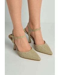 Miss Diva - Desse Pointed Toe Shimmer Anklestrap Court Shoes - Lyst