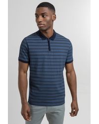 Steel & Jelly - Navy Geometric Stripe Short Sleeve Polo Shirt - Lyst