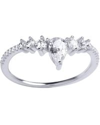 Jewelco London - 925 Pear Cz Tiara Crown Cluster Wishbone Eternity Ring - Lyst