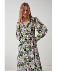 Warehouse - Woven Midi Wrap Dress In Floral - Lyst