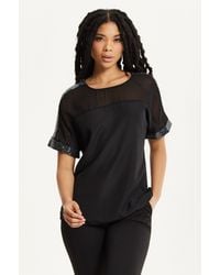 Liquorish - Sheer Sequin Trim Top - Lyst
