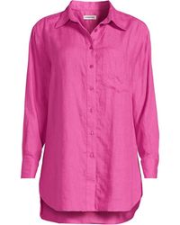 Lands' End - Petite Premium Pure Linen Oversized Shirt - Lyst