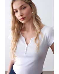 Dilvin - Slim Fit Cotton U-Neck T-Shirt - Lyst