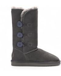 Infinity Leather - Sheepskin Suede Button Warm Winter Calf Boots - Lyst