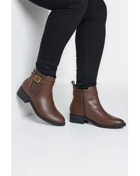 Yours - Wide & Extra Wide Fit Buckle Faux Leather Ankle Boots - Lyst