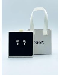 SVNX - Diamante Cluster With Pearl Earring In Silver - Lyst
