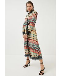 Karen Millen - Geo Print Viscose Crepe Woven Midi Dress - Lyst