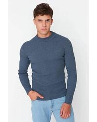 WOVCOR - Slim Fit Ribbed High Neck Knit Sweater - Lyst