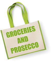 60 SECOND MAKEOVER - Large Jute Bag Groceries And Prosecco Green Bag - Lyst