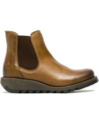 Infinity Leather - Fly London Salv Chelsea Leather Ankle Casual Wedge Heel Boots - Lyst