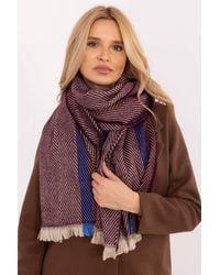 Love Lace - Stylish Winter Striped Viscose Scarf With Soft Fringed Ends - Lyst