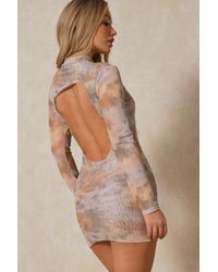 MissPap - Marble Print Mesh Extreme Backless Mini Dress - Lyst