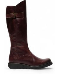 Infinity Leather - Fly London Mol 2 Leather Wedge Heel Knee High Zip-Up Boots - Lyst