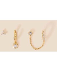 Accessorize - Gold-plated Irregular Sparkle Stud And Hoop Set Of Three - Lyst