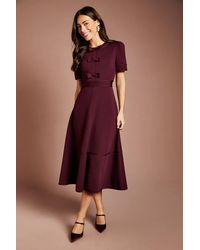 Coast - Bow Front Short Sleeve Bandage Midi Dress - Lyst