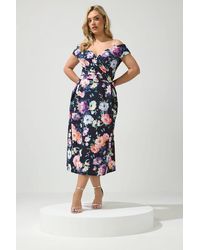 Yours - Bardot Floral Skater Dress - Lyst