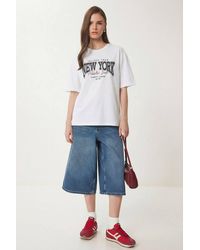 Happiness İstanbul - Oversized Printed Crew Neck T-Shirt - Lyst