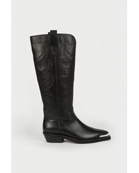 Warehouse - Real Leather Knee High Cowboy Toe Cap Boots - Lyst