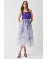Coast - Hand Stitched 3d Floral Bodice Full Skirt Midi Dress - Lyst